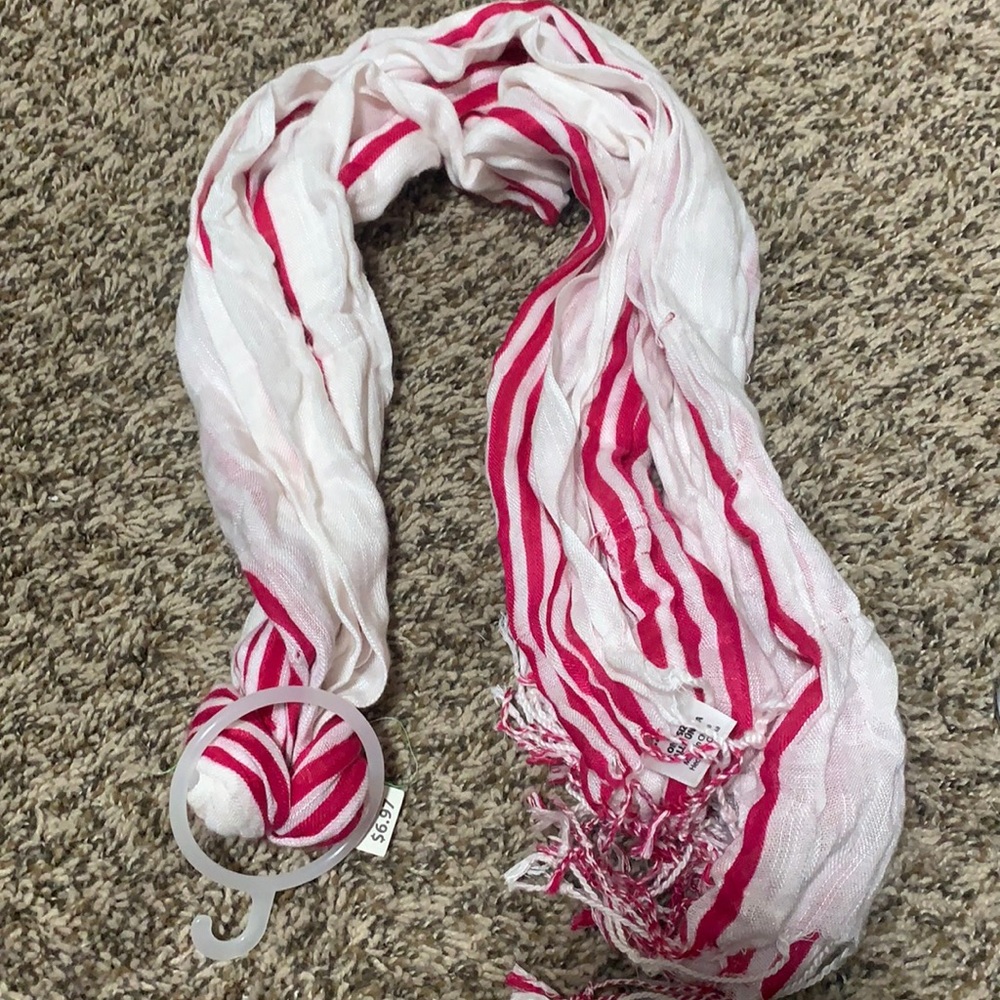 Pink and white scarf